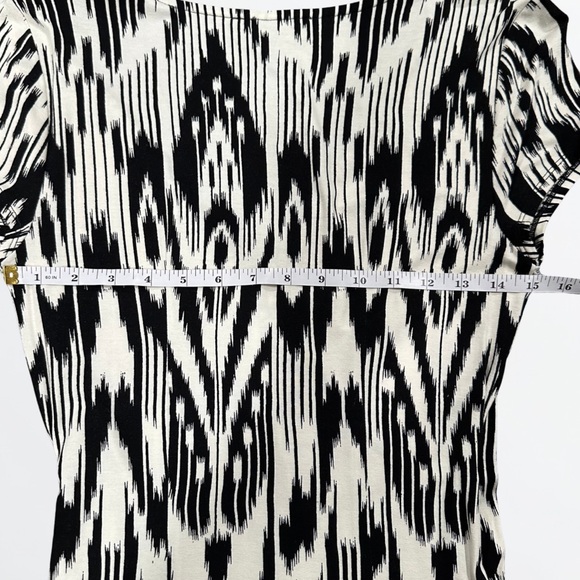 Mercer & Madison Black White Ikat Wrap Style Dress Size Small Stretchy Midi EUC - Picture 6 of 7